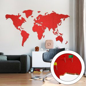 Korktavla Världskarta Röd 200x105cm